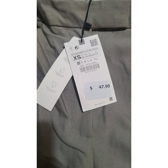 Zara wide leg pants Whit Darts High Waist Xsmall Khaki Waist 13"  8372 124 - Picture 3 of 7